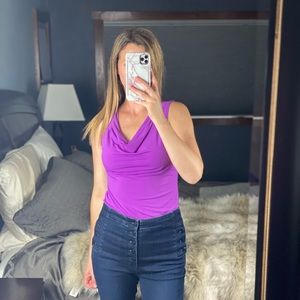 Calvin Klein Scoop Neck Purple Sleeveless Blouse Top, Small